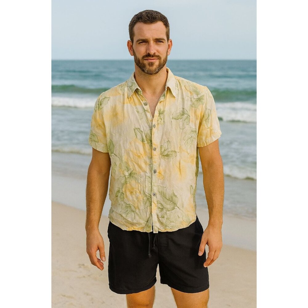 Vintage Jamaica Bay Button-Up Floral Short Sleeve Shirt Mens XL